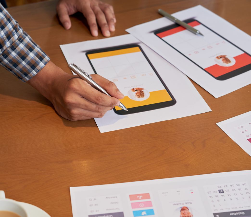 mobile mockup images on a table