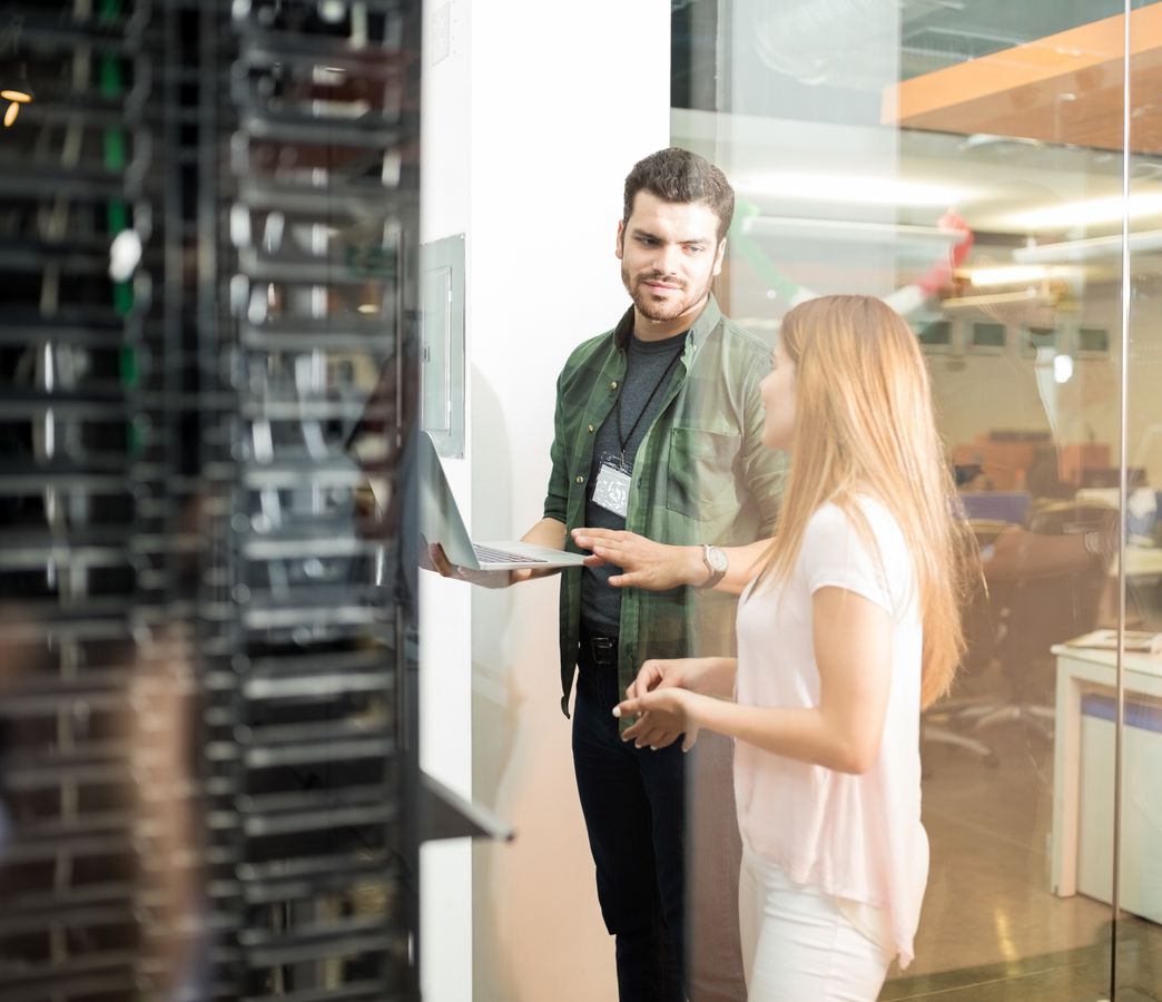 a deployment engineer in a server room